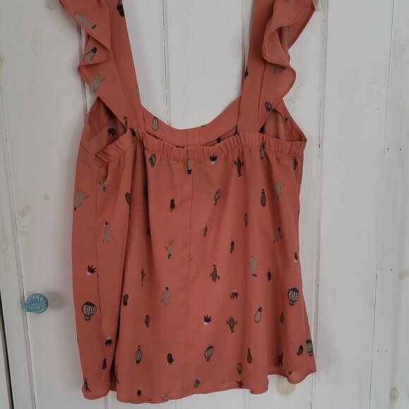 TORRID Cactus Print Coral Flutter Tank Size 1X - Picture 7 of 14